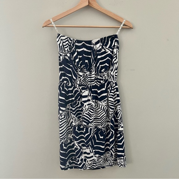 Lilly Pulitzer Navy White Matyson Herd You Zebra Print Strapless Dress Small - Picture 1 of 4